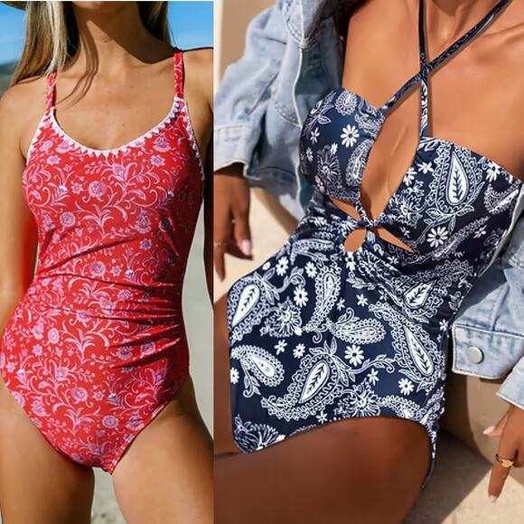 NWT Cupshe One Piece Swimsuit Convertible Cutout & Cross Back Swim Beach Sz S - Picture 1 of 7
